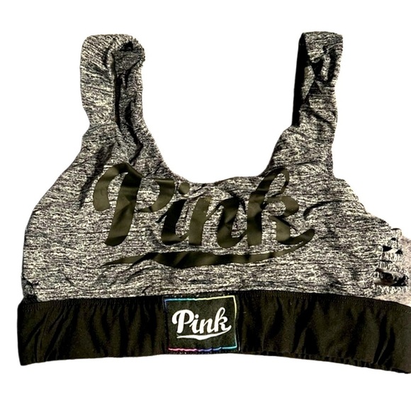 PINK Victoria's Secret Other - Victoria's Secret PINK Ultimate Unlined Heather Gray Logo Sports Bra Size S